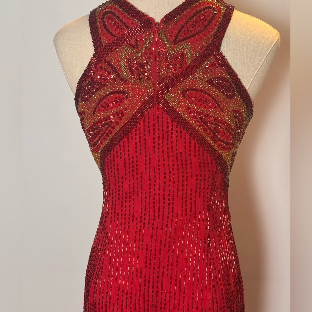 Rare Vintage Lillie Ruban Red/Gold Sequined Gown – Size 6 - Picture 5 of 13